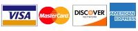 American Express, Discover, MasterCard and Visa